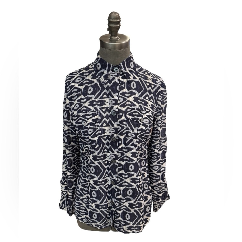 Anne Klein Silk Graphic Print Blouse XS